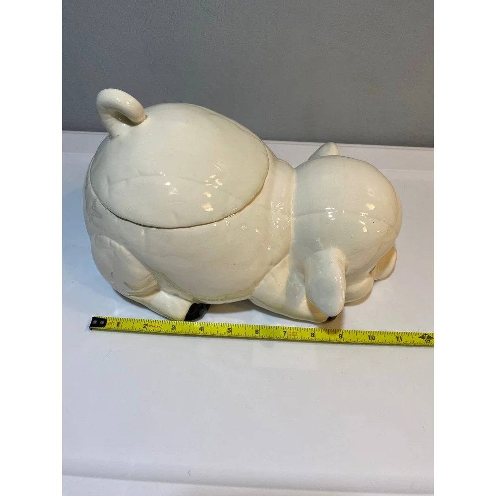 Vintage Ceramic Pig Cookie Jar Reclining Farmhouse Kitchen Canister‎